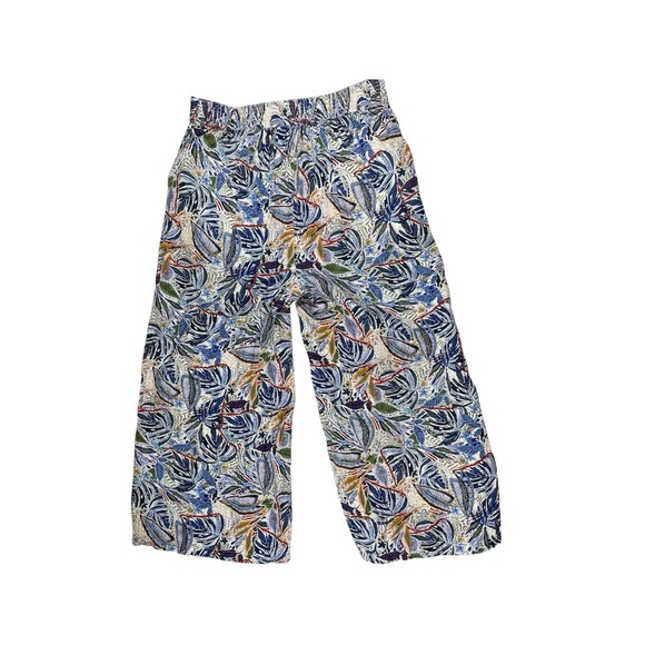 C&C California Linen Wide Leg Crop Pants Tropical Leaf Print Size L - Picture 3 of 12